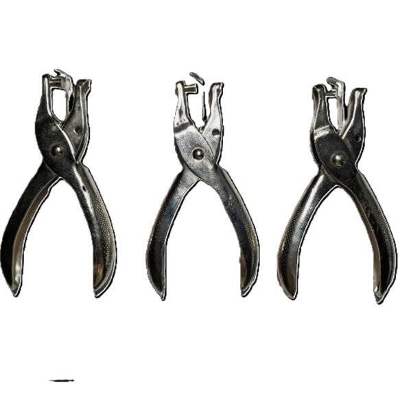 3 Metal Handheld Hole Punches Chrome 1/4 Inch DIY Craft Tools Leather Working - Picture 1 of 5